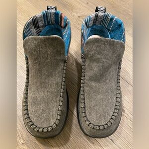 Hey Dude Teal Slip-On Shoes with Striped Lining